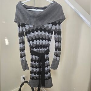 Majora Striped Gray and Black Sweater Dress